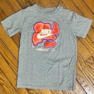 Nike Kids Gray Tee with Red and Pink Graphic